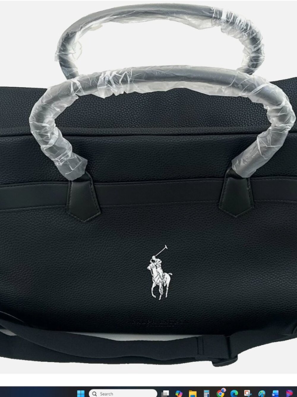 Ralph Lauren Fragrances Duffle Black Faux Leather Travel Shoulder Gym Bag New - Picture 3 of 13